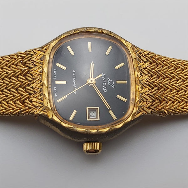 PROJECT TO FIX ENICAR MESH BAND GOLD PLATE AUTOMATIC LADIES EU SHIP DATE WATCH