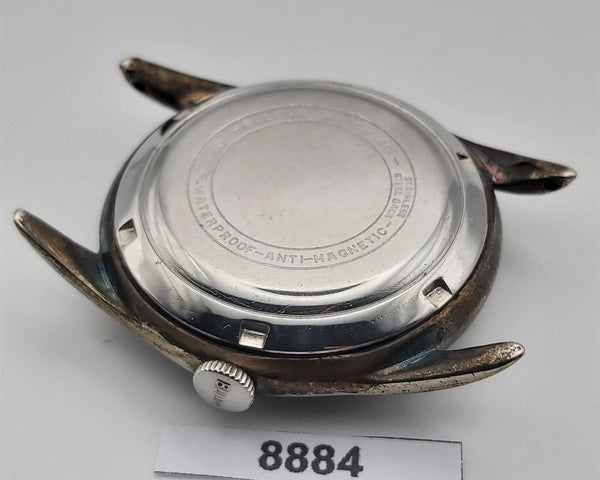 PROJECT TO FIX BULOVA SS BLACK DIAL COIN RIMMED ROUND AUTO MENS WATCH 8884