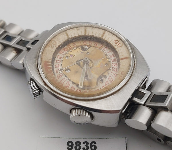 PROJECT TO FIX VINTAGE BULOVA 666ft DIVER CASE DATE AUTO LADIES WATCH 9836