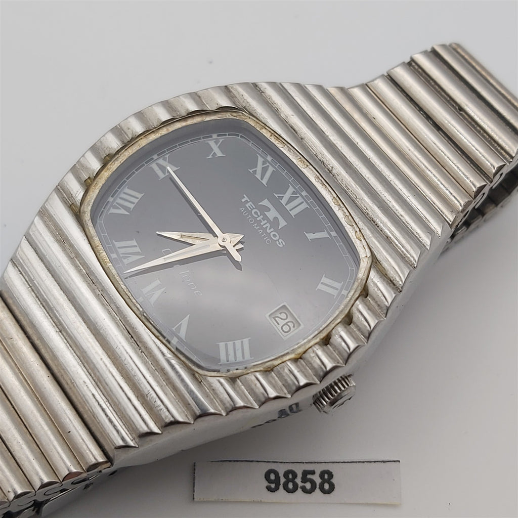 PROJECT TO FIX TECHNOS SS CYCLONE ROMAN DIAL DATE AUTOMATIC MENS WATCH 9858