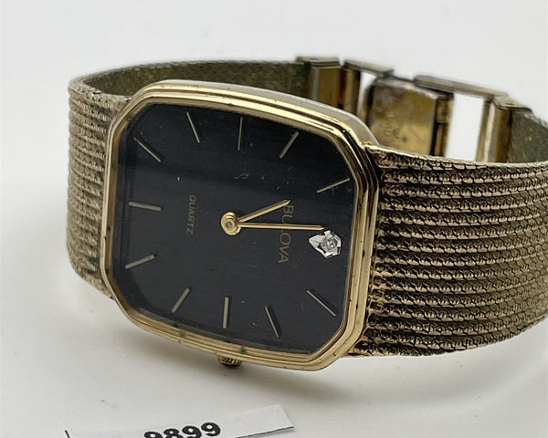 PROJECT TO FIX BULOVA QUARTZ MENS GOLD PLATE DRESS WATCH EU SHIP 9899