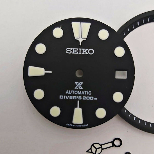 SEIKO BLACK PROSPEX PADI SUB 7002 7000 DIAL MINUTE TRACK HAND SET WATCH BVT05775