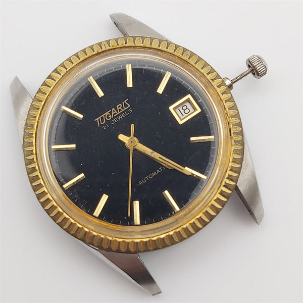 PROJECT TO FIX TUGARIS GOLD SS FLUTED AUTOMATIC ROUND EU SHIP MENS 9388 WATCH