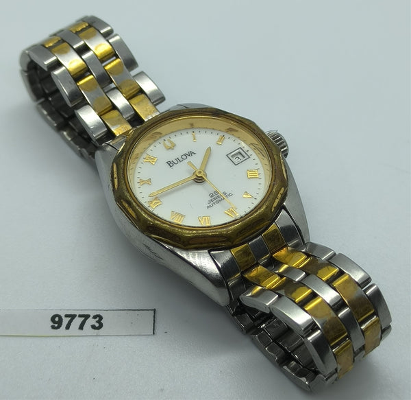 PROJECT TO FIX BULOVA LADIES GOLD DIAL AUTOMATIC GOLD SS DATE WATCH EU SHIP 9773