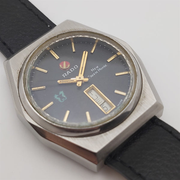 PROJECT TO FIX RADO GREEN HORSE FACETED CASE DAY DATE EU SHIP MENS SS WATCH