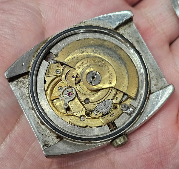 PROJECT TO FIX RADO MUSKETEER SS CUSHION CASE DATE MENS WATCH EU SHIP 8509