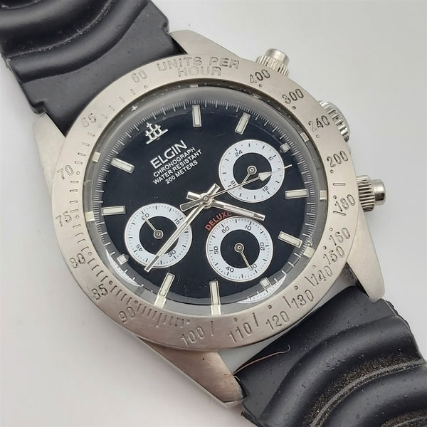 PROJECT TO FIX ELGIN TREASURE BLACK DIAL CHRONOGRAPH MENS SS EU SHIP WATCH