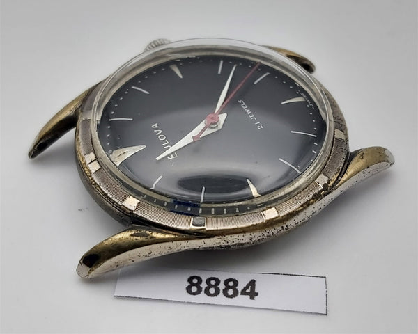 PROJECT TO FIX BULOVA SS BLACK DIAL COIN RIMMED ROUND AUTO MENS WATCH 8884