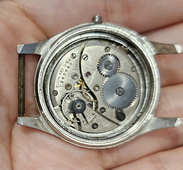 PROJECT TO FIX LORD ELGIN ROUND SS MIDSIZE MANUAL WIND WATCH 10327