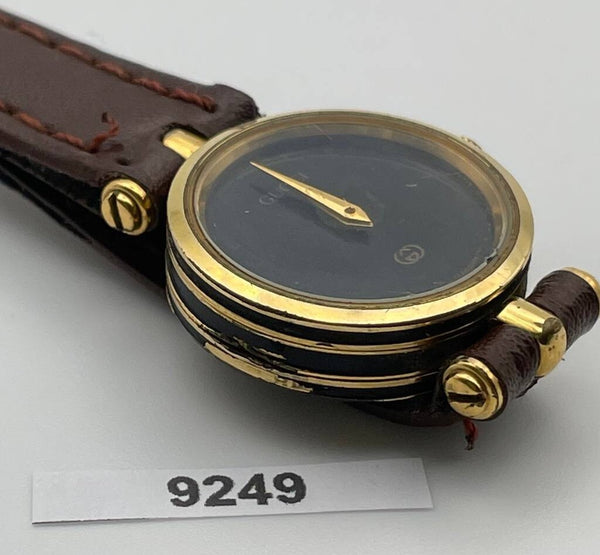 PROJECT TO FIX GUCCI LADIES BLACK DIAL GOLD PLATE WATCH EU SHIP WATCH 9249