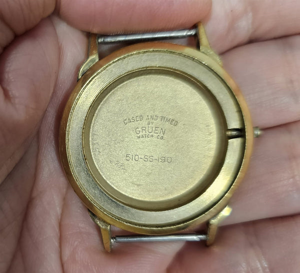 PROJECT TO FIX GRUEN ROUND ARROWHEAD DIAL MENS MANUAL WIND GOLD WATCH 10325