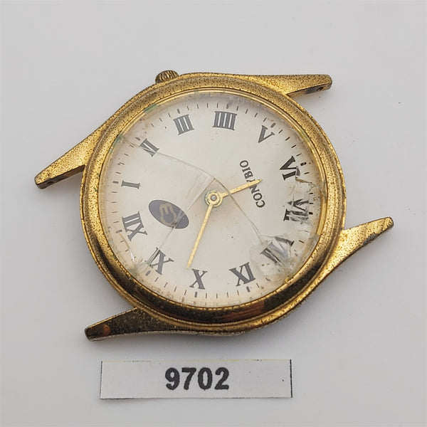 PROJECT TO FIX CONYBIO MIDSIZE GOLD PLATE ROMAN DIAL QUARTZ EU SHIP WATCH 9702