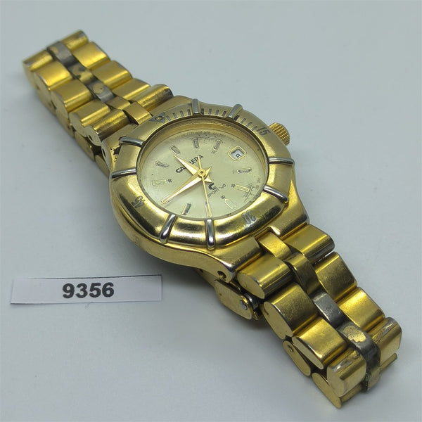PROJECT TO FIX CARRERA LADIES GOLD PLATED QUARTZ DATE WATCH EU SHIP WATCH 9356