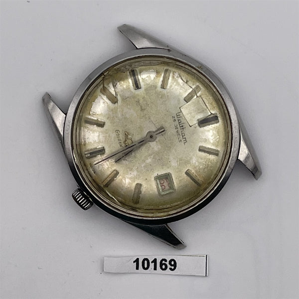 PROJECT FIX WALTHAM GOLDEN EAGLE ROUND SS THICK LUGS AUTO WIND DATE WATCH 10169