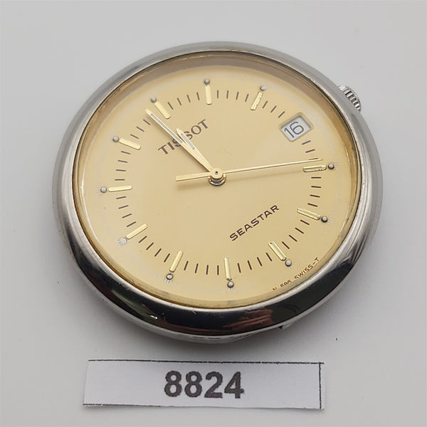 PROJECT TO FIX TISSOT SEASTAR GOLD DIAL MENS QUARTZ ROUND WATCH 8824 EU SHIP