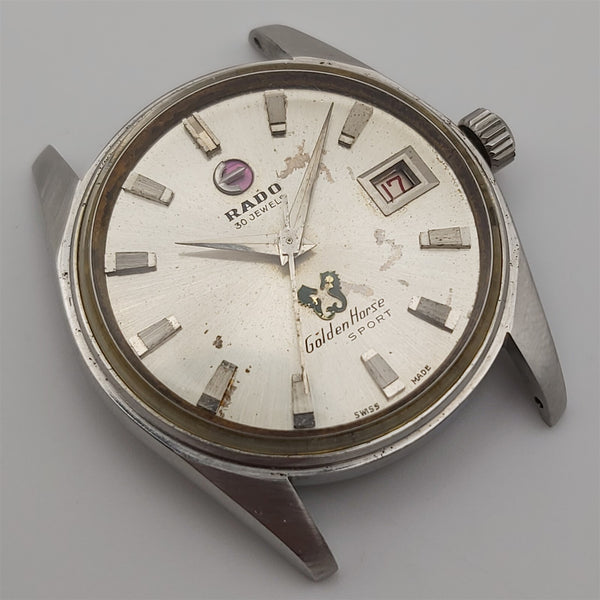 PROJECT TO FIX WORKING RADO GOLDEN HORSE SPORT THICK LUGS DATE SS WATCH EU SHIP