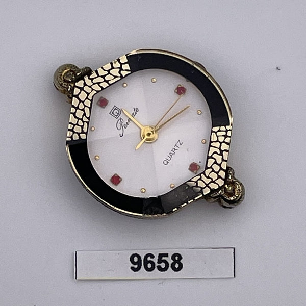 PROJECT FIX PERMATE WHITE DIAL GOLD CASE LADIES QUARTZ FACETED WATCH 9658