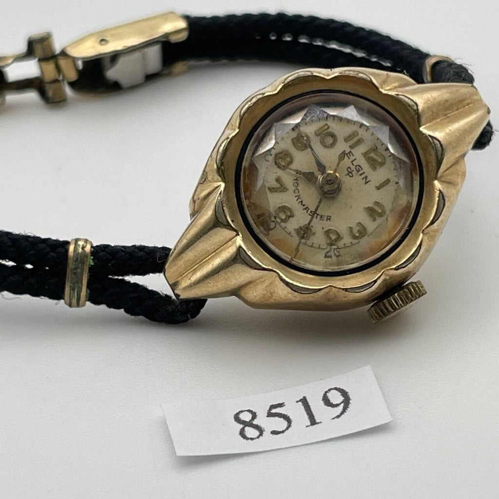 PROJECT TO FIX ART DECO ELGIN GOLD PLATE ARABIC LADIES MANUAL WIND WATCH 8519