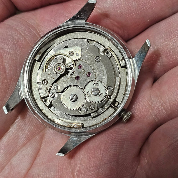 PROJECT FIX WALTHAM GMT ROUND SS POLISHED MANUAL WIND DATE EU SHIP WATCH 9924