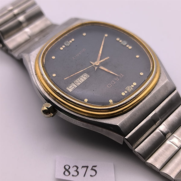 PROJECT TO FIX RADO GOLD PLATE SS BLACK DIAL DAY DATE  EU SHIP MENS 8375 WATCH