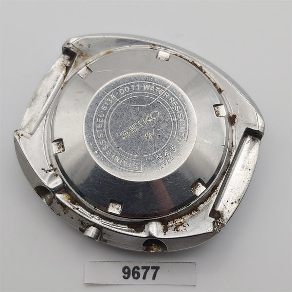 USED RARE SEIKO 6138 0011 UFO CHRONOGRAPH MIDCASE COVER MENS SS WATCH 9677