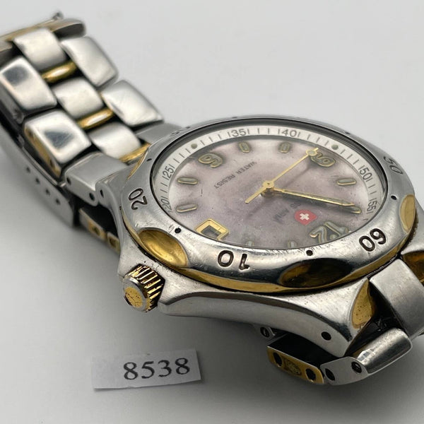 PROJECT TO FIX SWISS ARMY AUTO GOLD SS MENS DAY DATE WATCH EU SHIP 8538