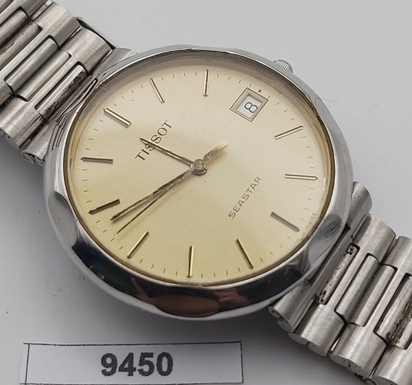 PROJECT TO FIX TISSOT SEASTAR GOLD DIAL DIAL MENS QUARTZ WATCH EU SHIP 9450