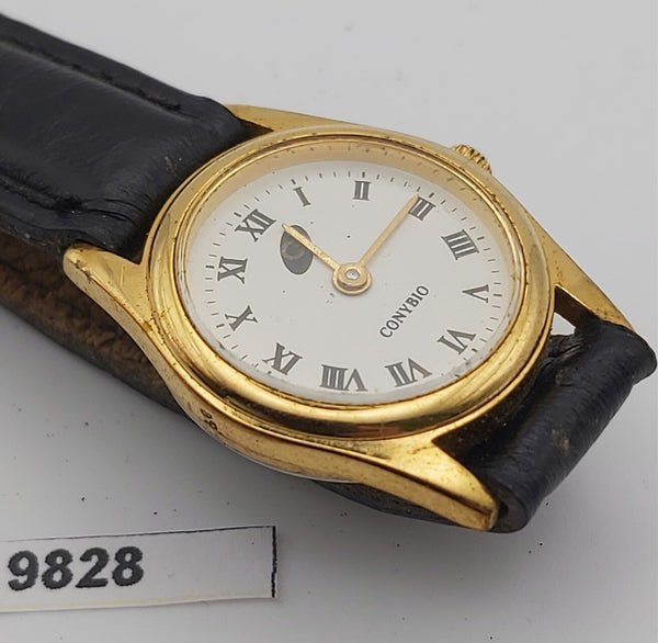 PROJECT TO FIX CONYBIO LADIES GOLD PLATE ROMAN DIAL QUARTZ WATCH 9828