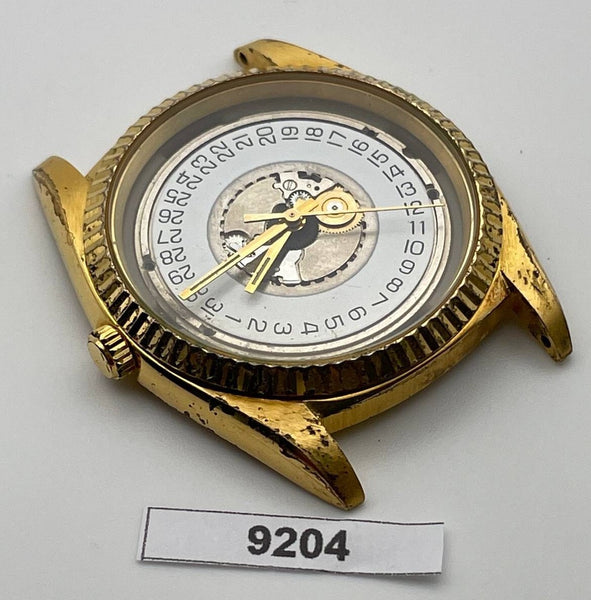 PROJECT TO FIX BULOVA COIN RIMMED BEZEL GOLD PLATE MENS QUARTZ WATCH 9204