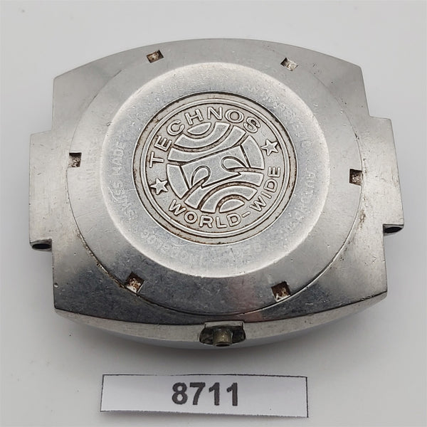 PROJECT TO FIX TECHNOS SS CUSHION THICK DAY DATE AUTOMATIC MENS WATCH 8711