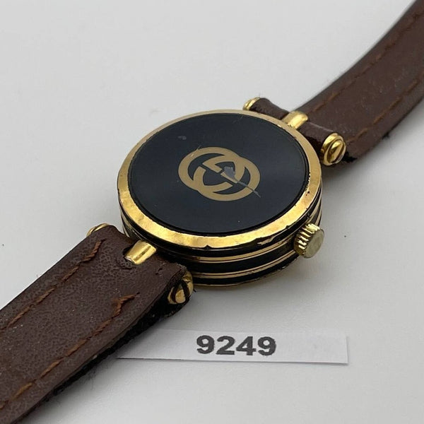 PROJECT TO FIX GUCCI LADIES BLACK DIAL GOLD PLATE WATCH EU SHIP WATCH 9249
