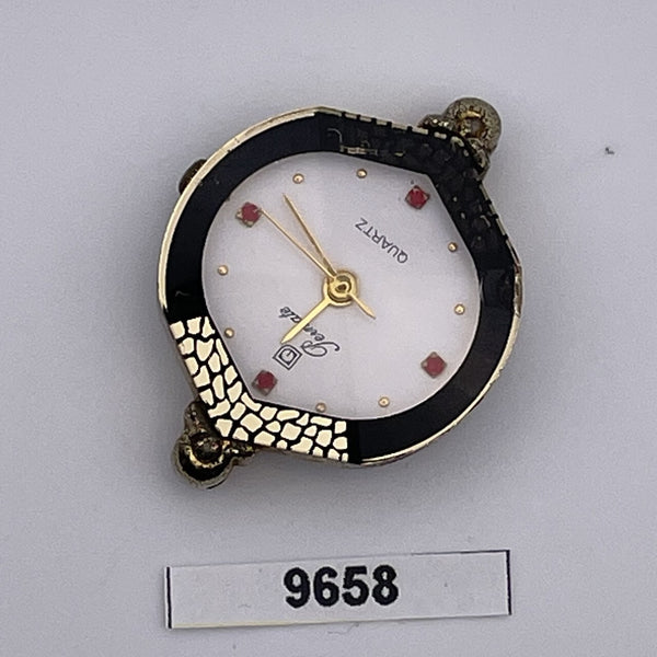 PROJECT FIX PERMATE WHITE DIAL GOLD CASE LADIES QUARTZ FACETED WATCH 9658