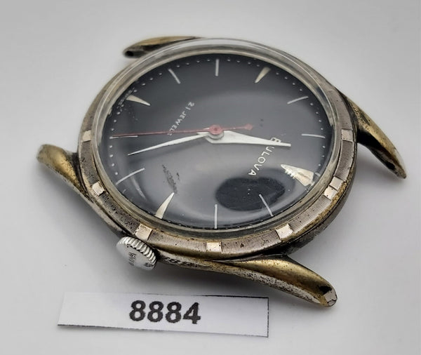PROJECT TO FIX BULOVA SS BLACK DIAL COIN RIMMED ROUND AUTO MENS WATCH 8884