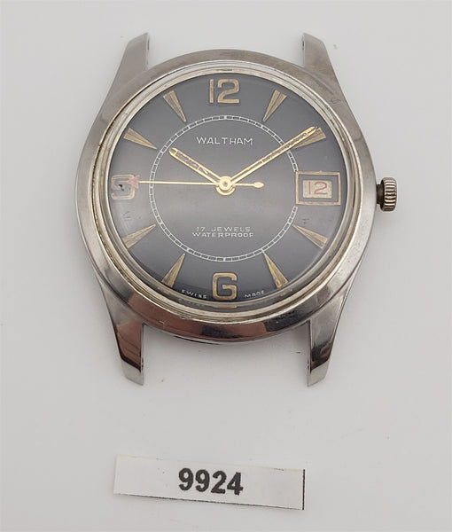 PROJECT FIX WALTHAM GMT ROUND SS POLISHED MANUAL WIND DATE EU SHIP WATCH 9924