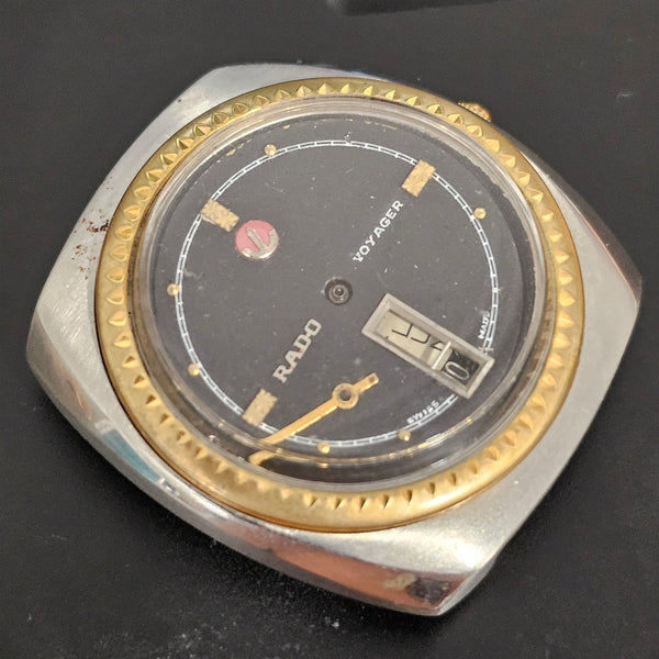 PROJECT TO FIX RADO VOYAGER GOLD SS HOODED LUGS DAY DATE EU SHIP MENS WATCH 9400