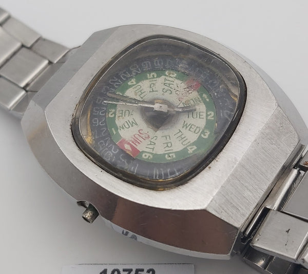 PROJECT TO FIX RADO NEW GREEN HORSE FACETED CASE DAY DATE AUTO MENS WATCH 10753
