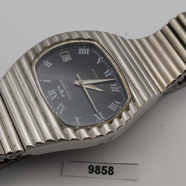 PROJECT TO FIX TECHNOS SS CYCLONE ROMAN DIAL DATE AUTOMATIC MENS WATCH 9858
