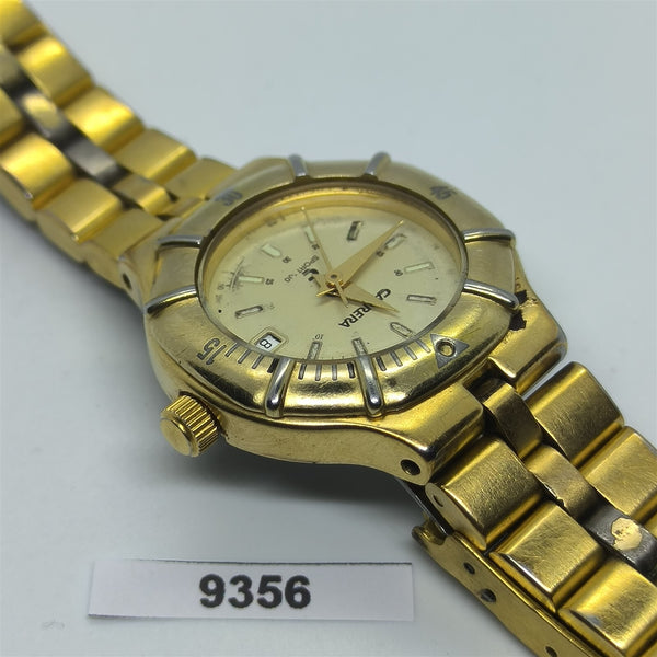 PROJECT TO FIX CARRERA LADIES GOLD PLATED QUARTZ DATE WATCH EU SHIP WATCH 9356