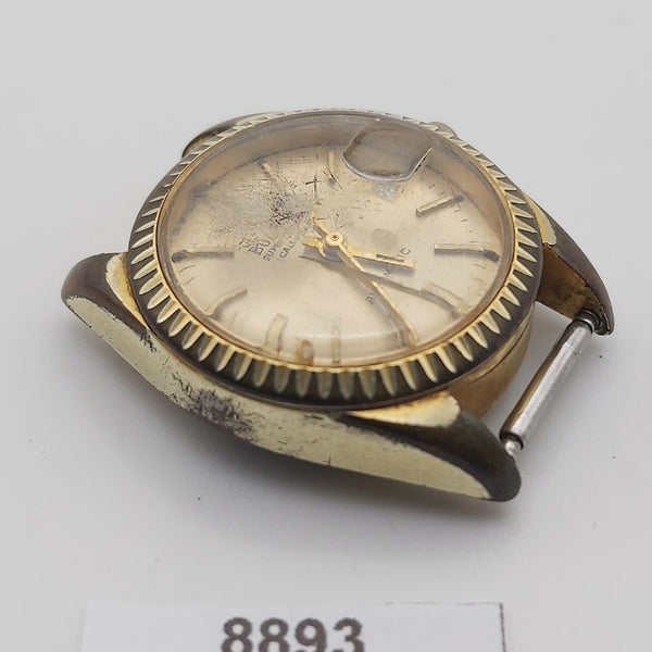 PROJECT TO FIX BULOVA LADIES GOLD DIAL AUTOMATIC GOLD DATE WATCH EU SHIP 8893