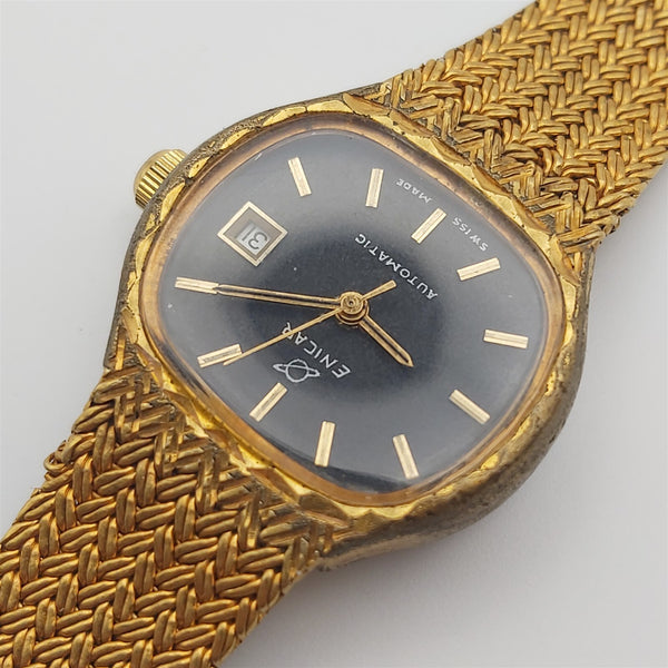 PROJECT TO FIX ENICAR MESH BAND GOLD PLATE AUTOMATIC LADIES EU SHIP DATE WATCH