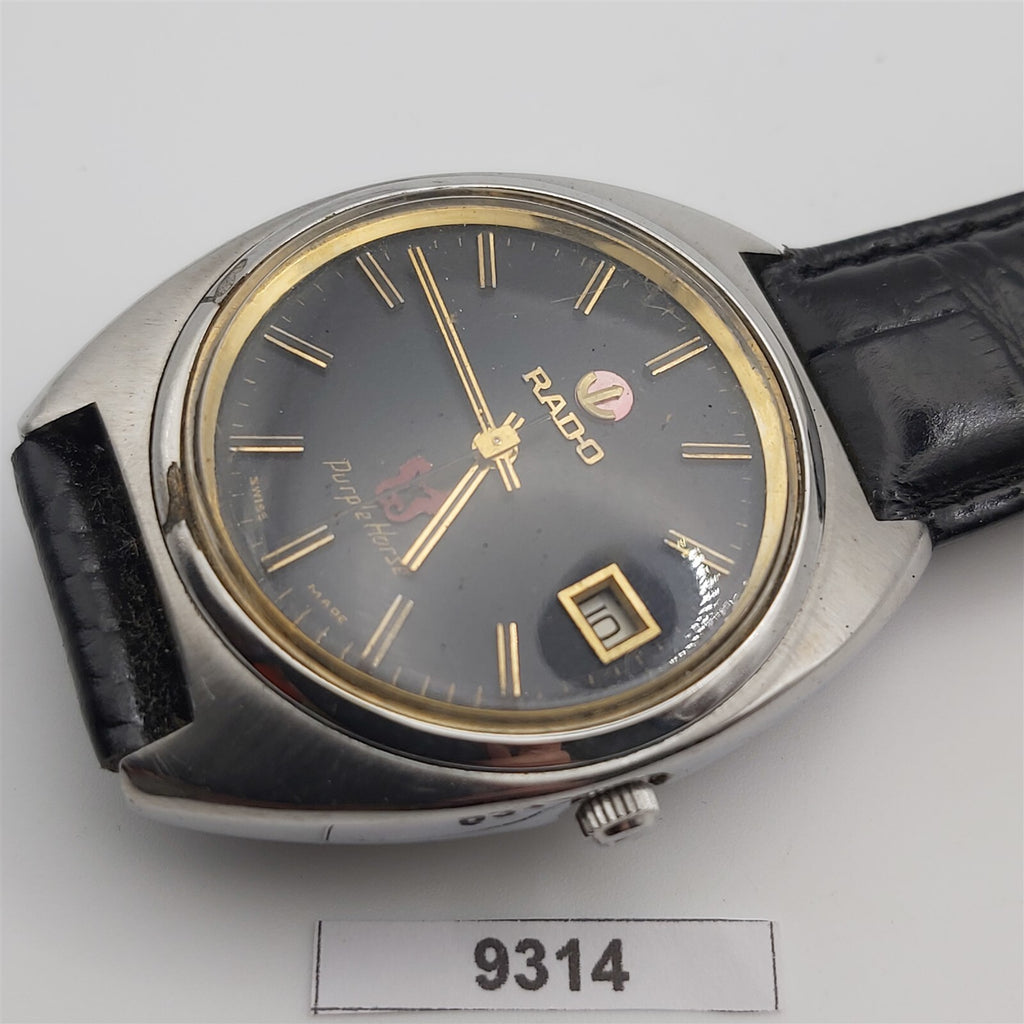PROJECT TO FIX RADO PURPLE HORSE SS BLACK DIAL DATE EU SHIP MENS WATCH 9314