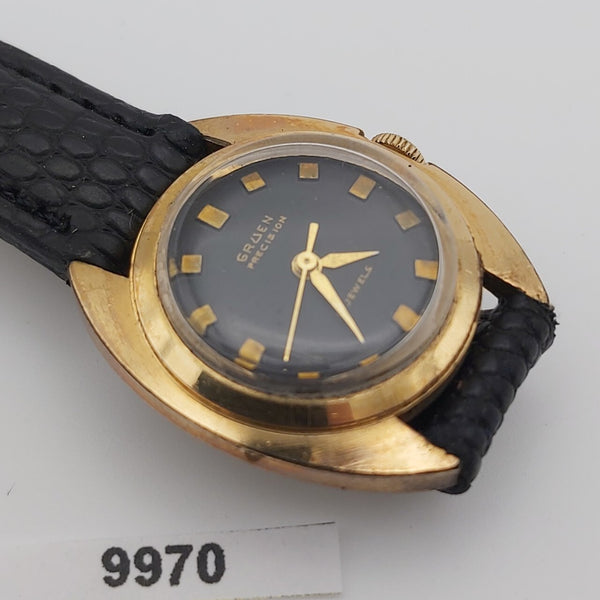 PROJECT TO FIX GRUEN LADIES BLACK DIAL COCKTAIL PETITE MANUAL GF WATCH 9970