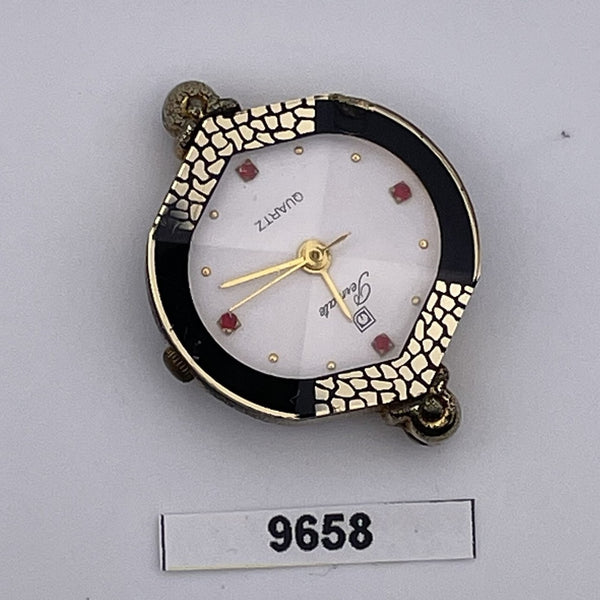 PROJECT FIX PERMATE WHITE DIAL GOLD CASE LADIES QUARTZ FACETED WATCH 9658