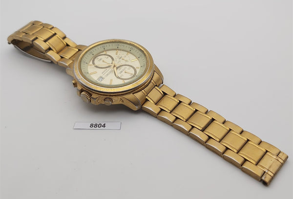 SEIKO 4T57 00C0 GOLD PLATE CHRONOGRAPH MENS DATE EU SHIP SERVICED WATCH 8804