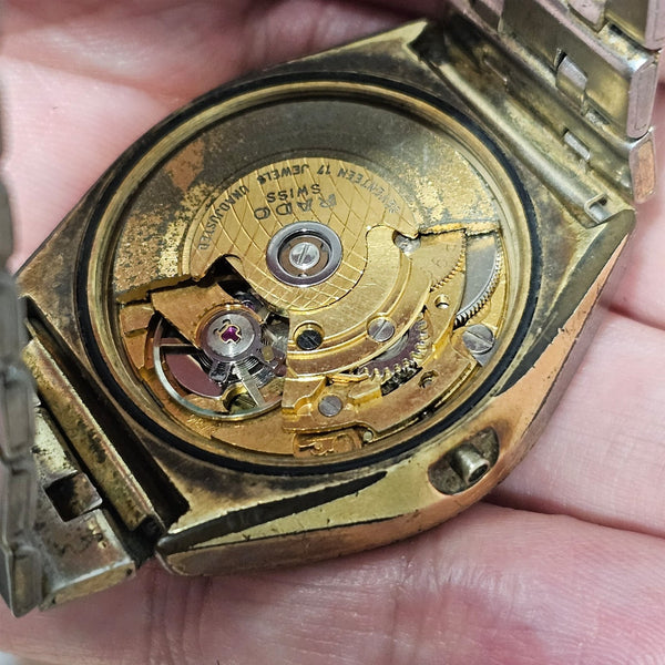 PROJECT TO FIX RADO STAG GOLD AUTOMATIC BOTTOM DAY DATE EU SHIP MENS WATCH 9378