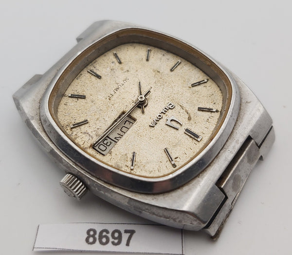 PROJECT TO FIX BULOVA SILVER DIAL CUSHION AUTOMATIC DAY DATE SS MENS WATCH B8697