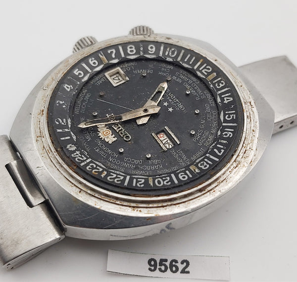 PROJECT FIX ORIENT WORLD DIVER DAY DATE AUTO BLACK SS MENS WATCH EU SHIP 9562