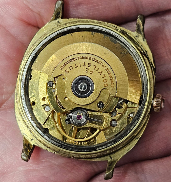 PROJECT TO FIX SOLVIL TITUS CUSHION MENS DATE AUTO GOLD PLATE WATCH 8899