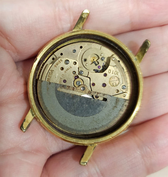 PROJECT TO FIX OMEGA cal. 1010 DATE AUTOMATIC GOLD PLATE MENS DRESS WATCH 8648