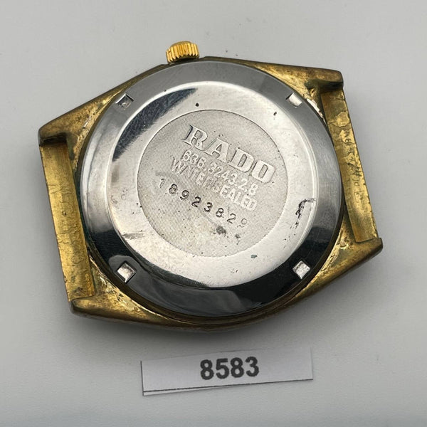 PROJECT TO FIX RADO VOYAGER GOLD PLATED HOODED LUGS DAY DATE MIDSIZE WATCH 8583